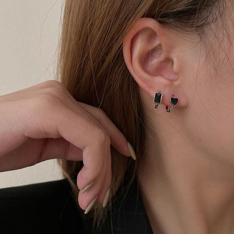 ANENJERY Star Heart Rectangle Small Hoop Earrings Female Simple Exquisite Mini Circle Earrings