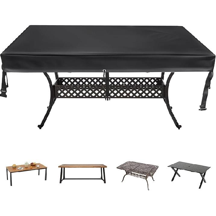 Rectangular Patio Table Cover - Waterproof Anti-UV Outdoor Dining Table Cover - Outdoor Patio Furniture Cover 75" L X 40" W X 6" H