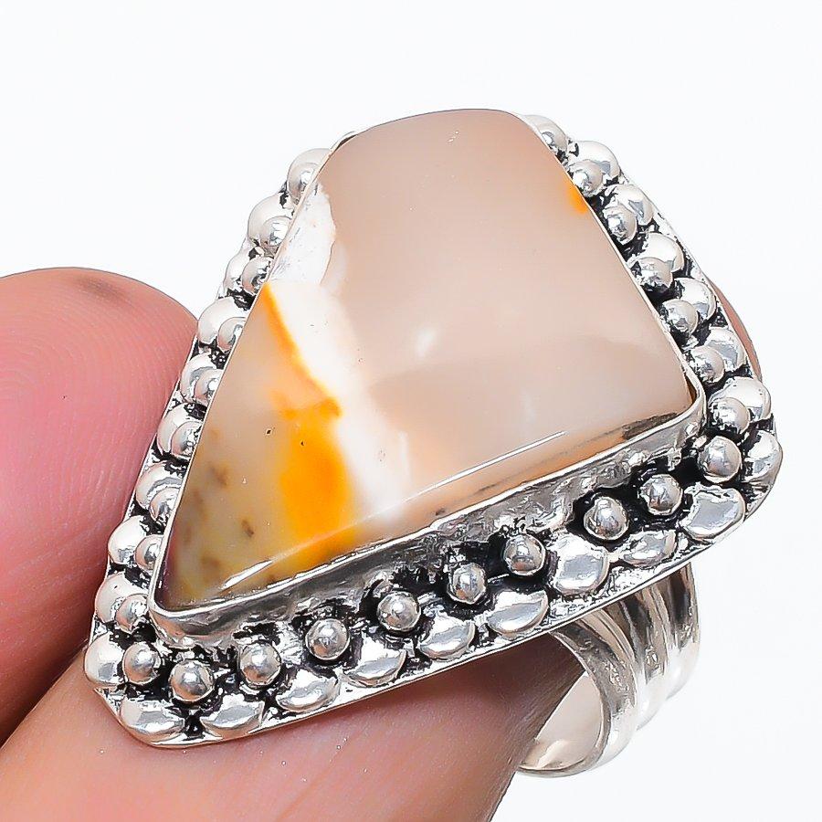 Natural Mookaite Gemstone Handmade 925 Sterling Silver Jewelry Ring Size 9 D5V43