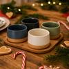 Deska do serwowania bambusowa z 4 miseczkami ceramicznymi