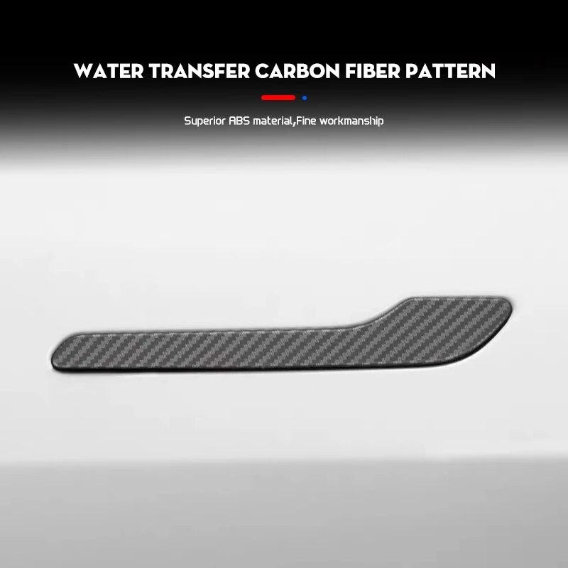 Futhope ABS Door Handle Cover For Tesla Model 3 Y Carbon Fiber Styling Premium Durable 2018-2023  Cover Protector Sticker