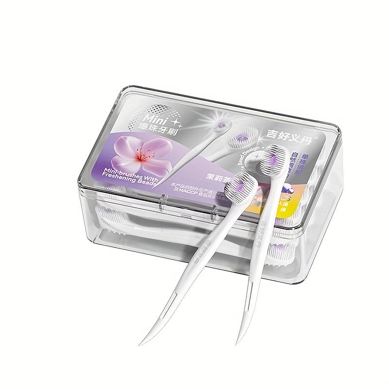 

Мини-одноразовая зубная щетка с гранулами персикового фреша, зубной пастой и зубочисткой - гипоаллергенная полиэфирная щетина, компактный дизайн, портативный футляр для хранения Jasmine
