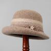 Autumn and Winter Wool Mother Hat Femininity Flower Top Hat Casual Warm Basin Hat Versatile Elegant Bucket Hat