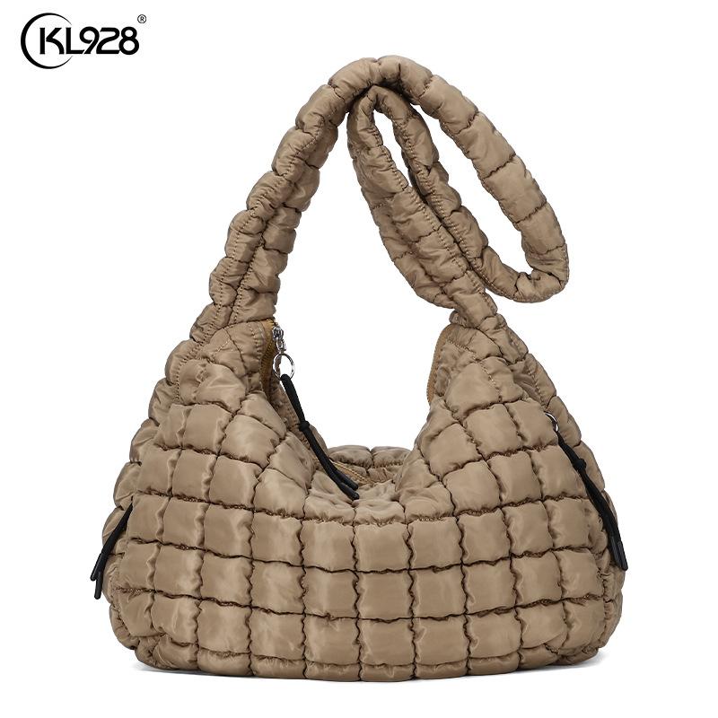 Wrinkled Cloud Bag, Women's Bag, Fashionable Single Shoulder Crossbody, Double-sided Pull Large Capacity Cotton Clothing Tote Bag