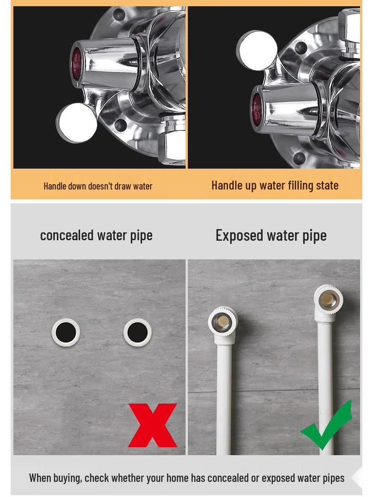 Nástěnná sprchová baterie s horkou/studenou baterií a sprchovou hlavicí pro solární ohřívače