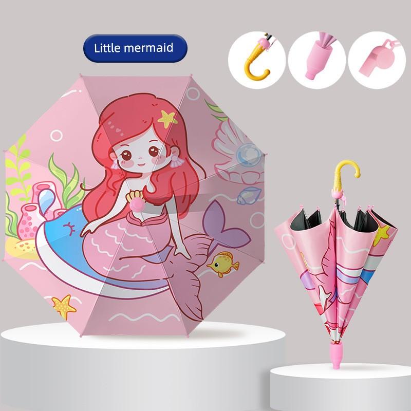 Children's Umbrella for Boys and Girls, Kindergarten and Primary School Students, Cartoon Black Plastic Sun Protection, Dual-Use for Sun and Rain