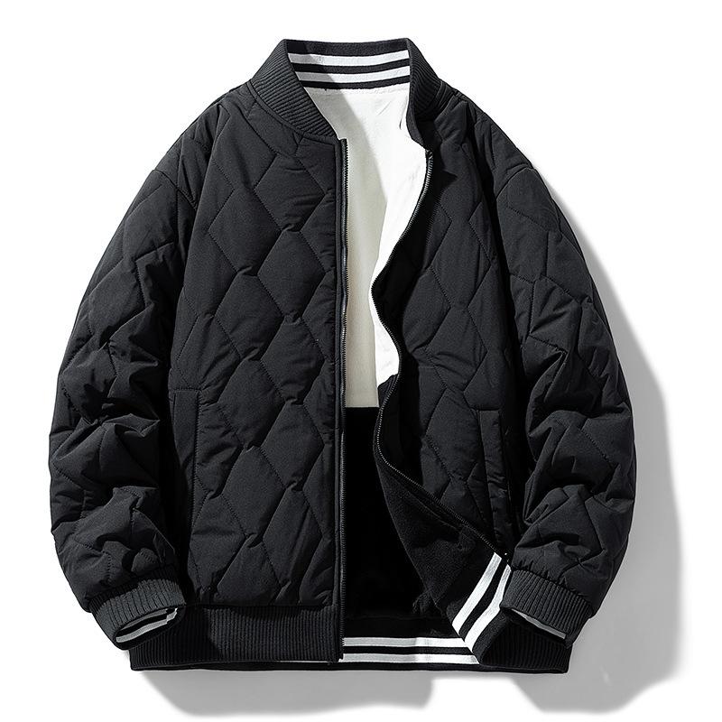 

2025 Men s Fall and Winter Reversible Cotton Jacket New Business Baseball Collar Jacket Plus Size Padded Suit M чорний