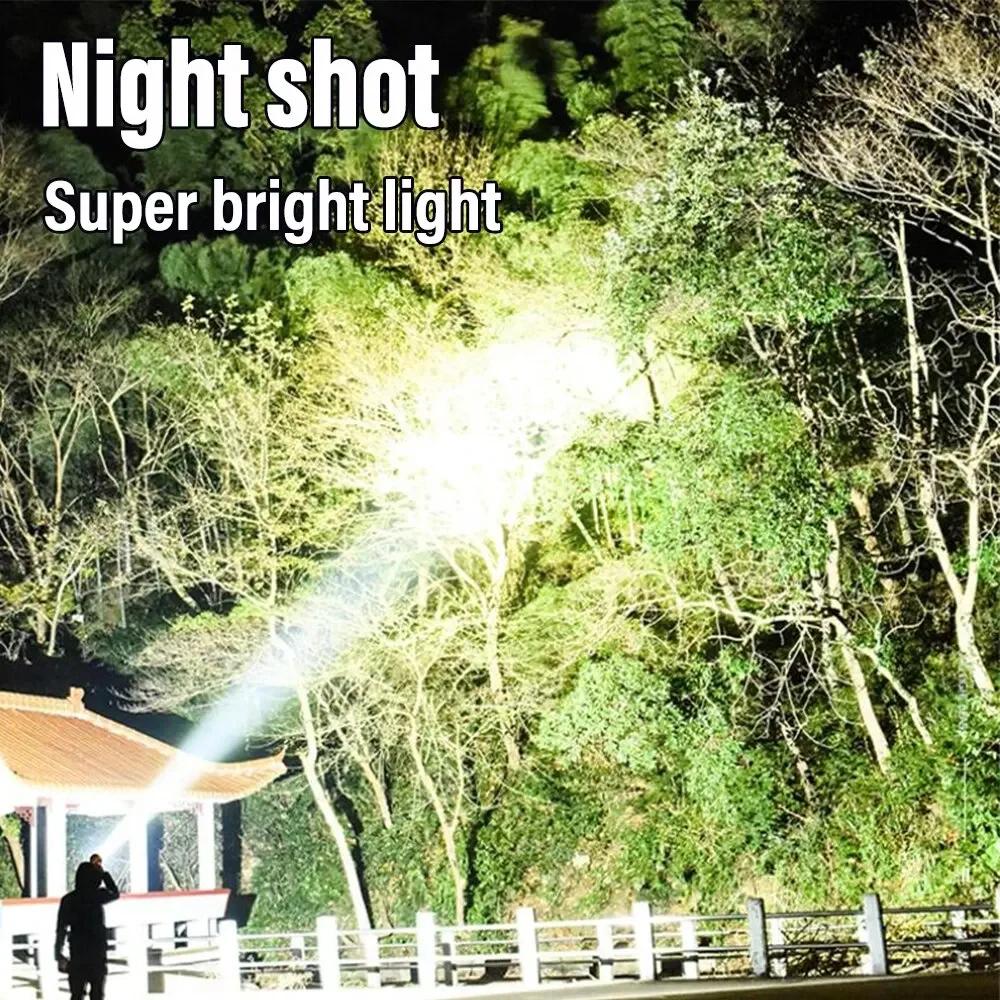 2025 Powerful LED Flashlight USB+Solar Rechargeable Flashlight COB Outdoor Camping Torch Portable Searchlight Power Bank Outdoor