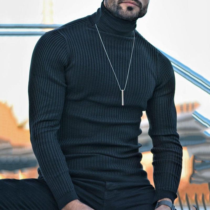 

Men s Solid Color High Neck Knit Sweater - Autumn/Winter 2022 (BK0002) Extra Extra Large чорний