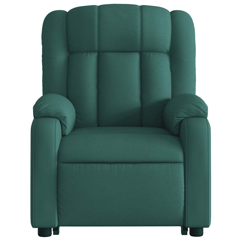 Massage Recliner with Rising Function Dark Green Fabric