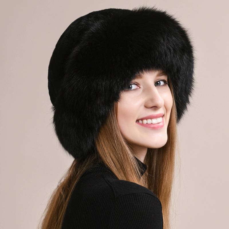Fox Hair Hat Female Winter Northeast Fur Winter Ear Protection Rex Rabbit Hair Real Hair Hat Bucket Hat Basin Hat Warm