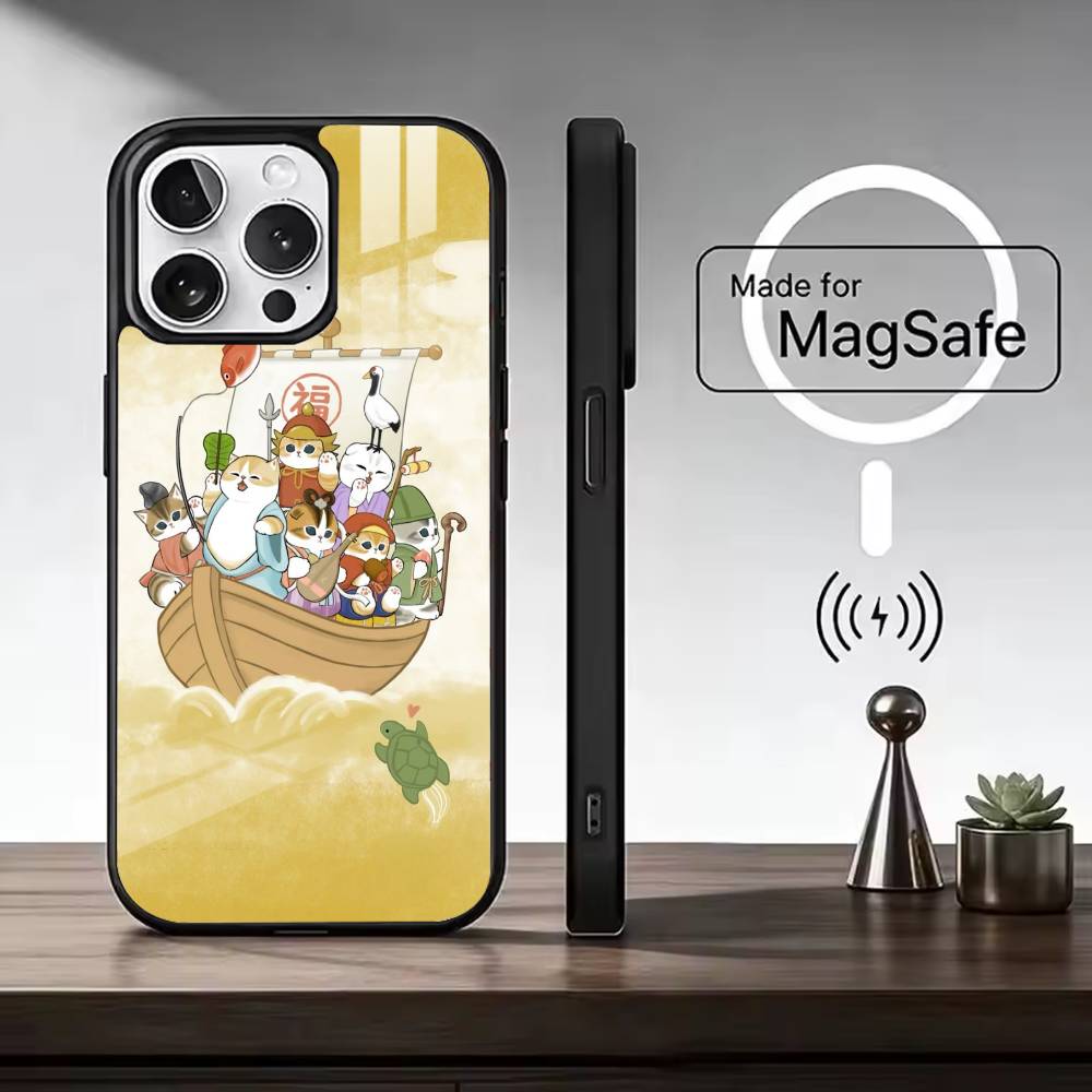 M-Mofusand Cat Cute Cartoon Phone Case For iPhone17,16,15,14,13,12,11 Plus,Pro Max, New Magnetic Wireless Charging