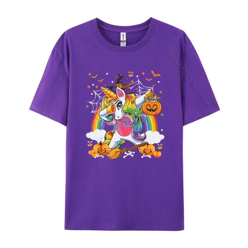 Halloween Pumpkin Fall Dabbing Unicorn Tshirts Funny Printed Tops Tees Cotton Fabric TShirt for Men Casual