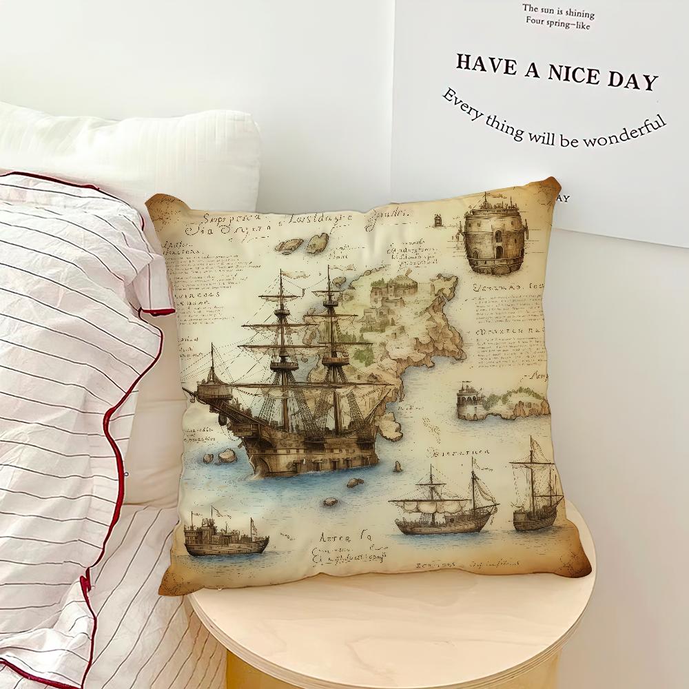 Vintage Nautical Compass Anchor Comfortable Soft Hogar Pillowcase for Sofa Living Room Bed Home Decor Protective Covers