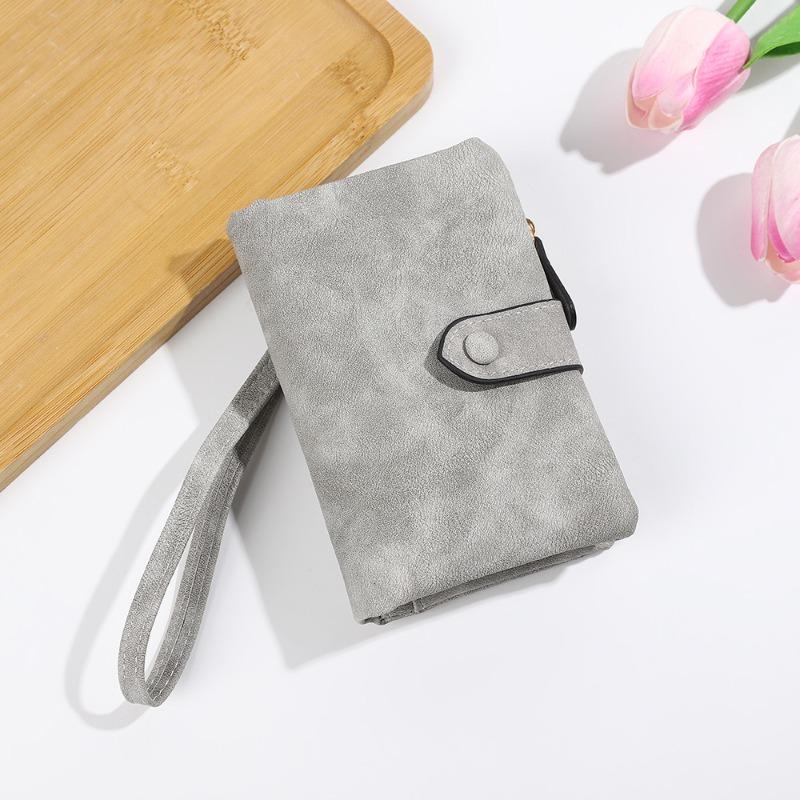 New matte women's wallet short soft leather three-fold multi-card wallet change bag