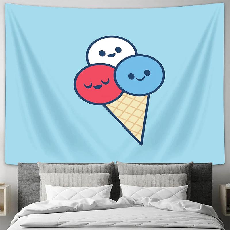 Ice Cream Tapestry Wall Hanging Aesthetic Room Decor Dorm Wall Art Cute Dessert Cartoon Backdrop Home Decoration Gift