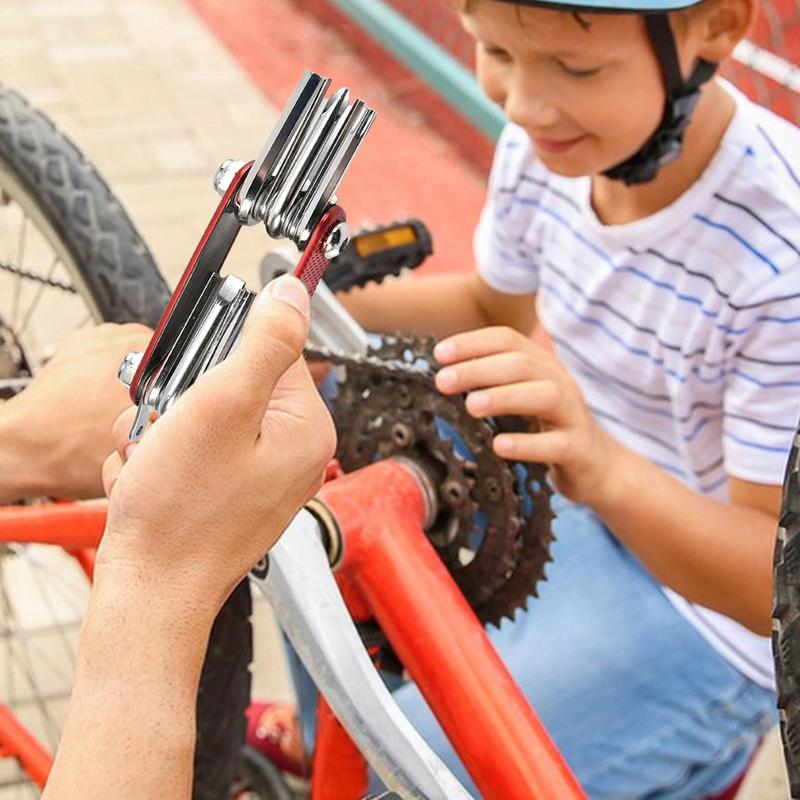 Tragbares Fahrradreparaturwerkzeug Vielseitiges Fahrradmechaniker-Reparaturwerkzeug mit Reifenflicken zur Reparatur von Reifen, Bremsen, Ketten, Zubehör