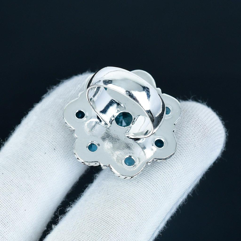 Swiss Blue Topaz Gemstone Handmade 925 Sterling Silver Ring - Bohemian Jewelry Ring - Handmade Boho Jewelry for Women & Men, Easter Gifts