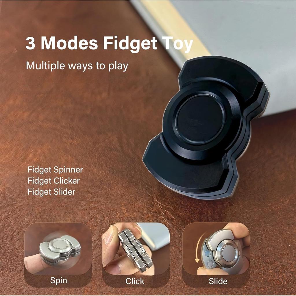 Zabawki Fidget 3 w 1, Metalowy Fidget Slider/Fidget Spinner/Fidget Haptic Slide Clicker, Wymyślny Fidget Spinner Zabawki Biurkowe do Łagodzenia Lęku i Stresu
