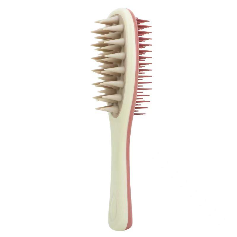 Double-Sided Long Handle Scalp Massage Shampoo Brush & Air Cushion Comb for Wet/Dry Use