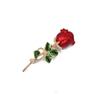 Red Rose Flower Leaves Crystal Backpack Decoration Korean Enamel Pin Women Rose Brooches Badges Pin