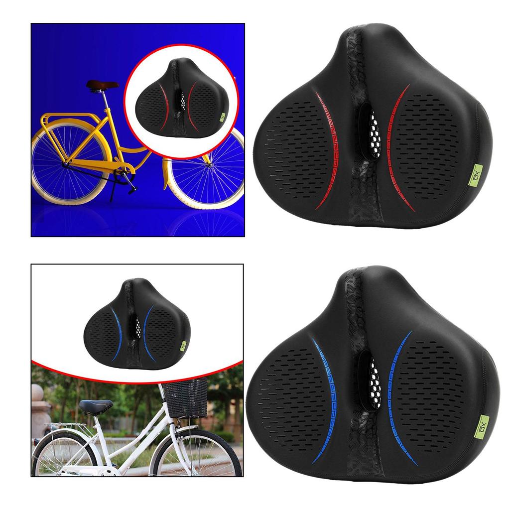 Bike Seat Soft Wide Cycling Cushion Pad Shock Absorbing Mountain Bike Exercise Bike Breathable PU for Men Women Bicycle Saddle