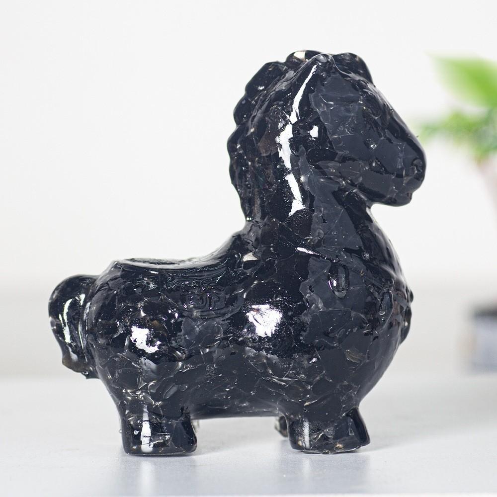 Resin Animal Figurine Decor With Crystals For Home Office And Gift Use