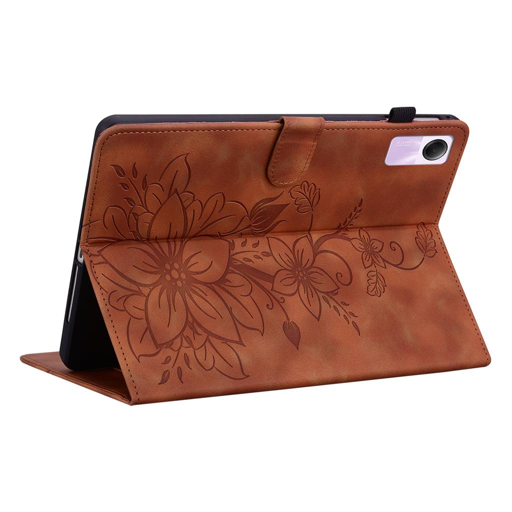 Für Xiaomi Redmi Pad SE (Modelle 23073RPBFG). Tablet-Hülle aus PU-Leder mit exquisitem floralem Prägedesign