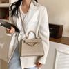 Vintage Stone Texture Mini Square Crossbody Bag Women PU Leather Handbag With Lock