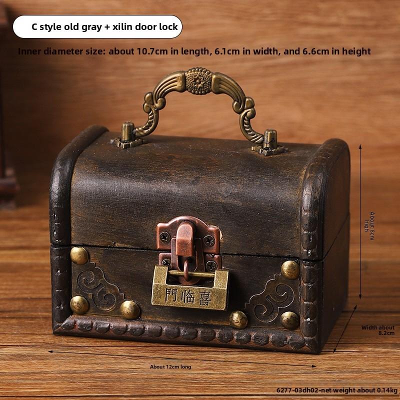 Vintage Holzaufbewahrungsbox mit Deckel für Schmuck und Accessoires Home Office Organisation
