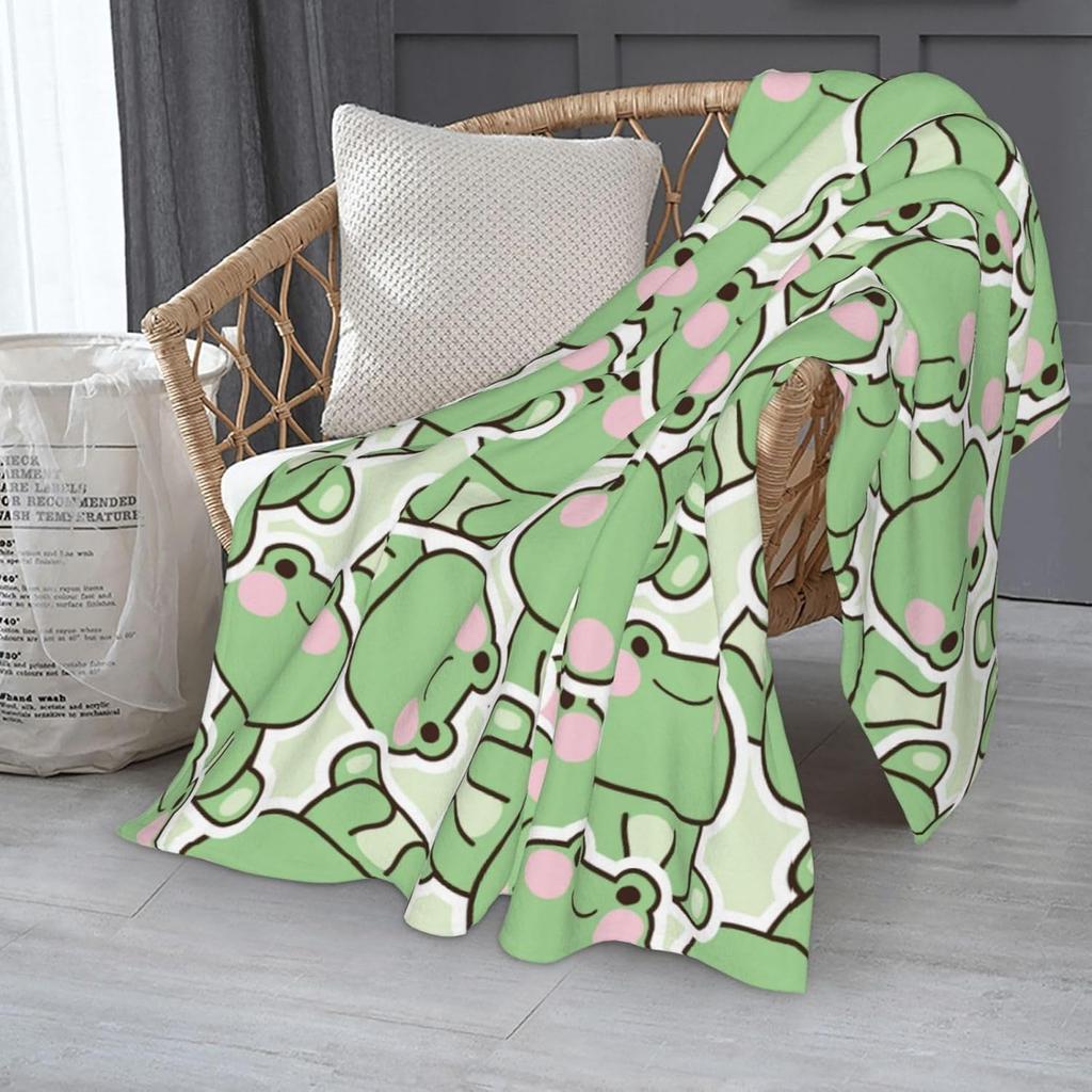 Süßer Frosch Kawaii Fleece-Überwurf Ultraweich Gemütlich Dekorativer Flanell-Decke für Zuhause Bett Sofa Stuhl Reise 60x50in