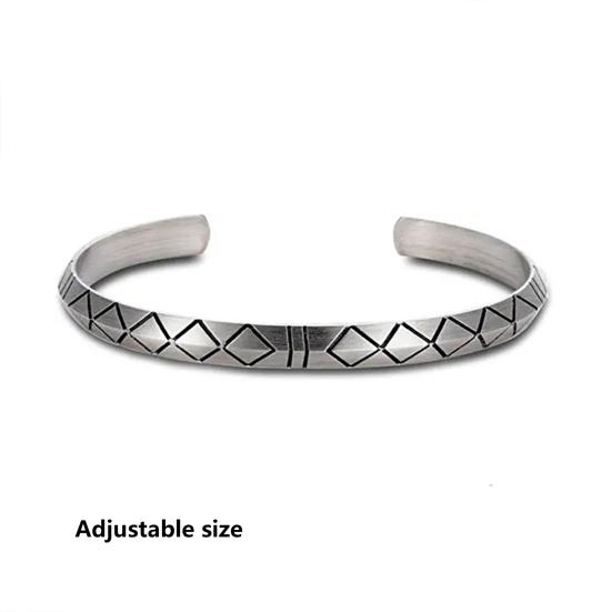 Men Bracelet Opening Adjustable Silver Color Twist Boho Wrist Decoration Easy to Wear Fish Letter Curved Sleeve Bracelet Men Jewelry