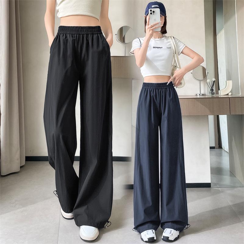 Women's 2025 Summer Quick-Dry Wide-Leg Hiking Pants with Sun Protection, Cuffed Style, Cargo Pockets, and Straight-Leg Design