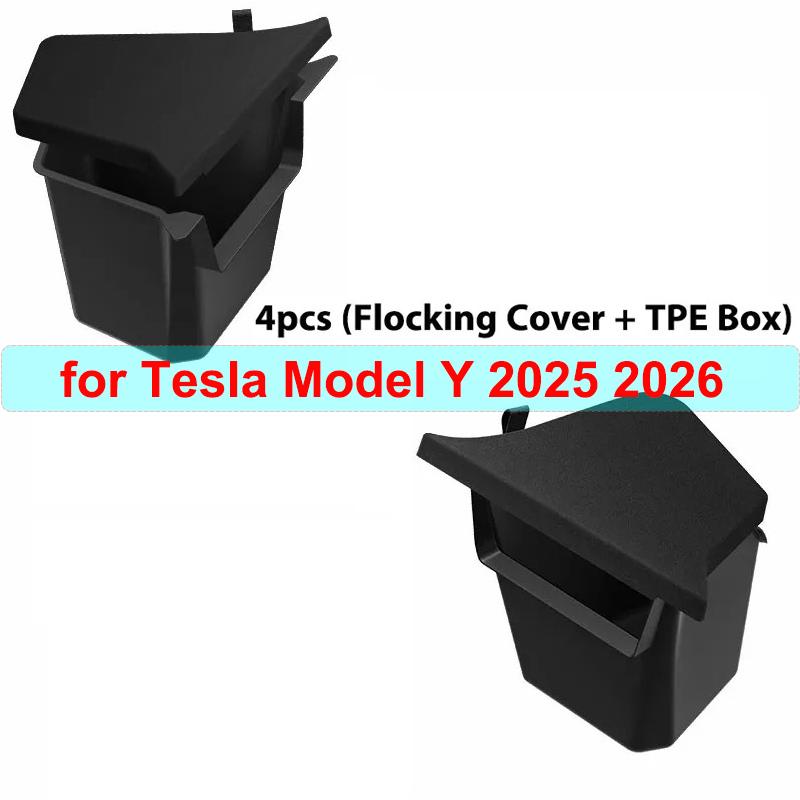 Model Y Launch 2026 Rear Trunk Side Storage Box For Tesla Y Juniper 2025 Organizer Suede Anti-dirty Car Travel Accessories