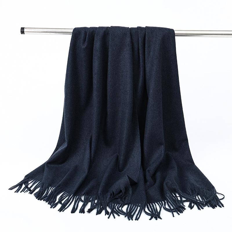 Wool Scarf Women's Winter Korean Style Thickened Warm Solid Color Scarf Shawl High End Versatile Cashmere Scarf