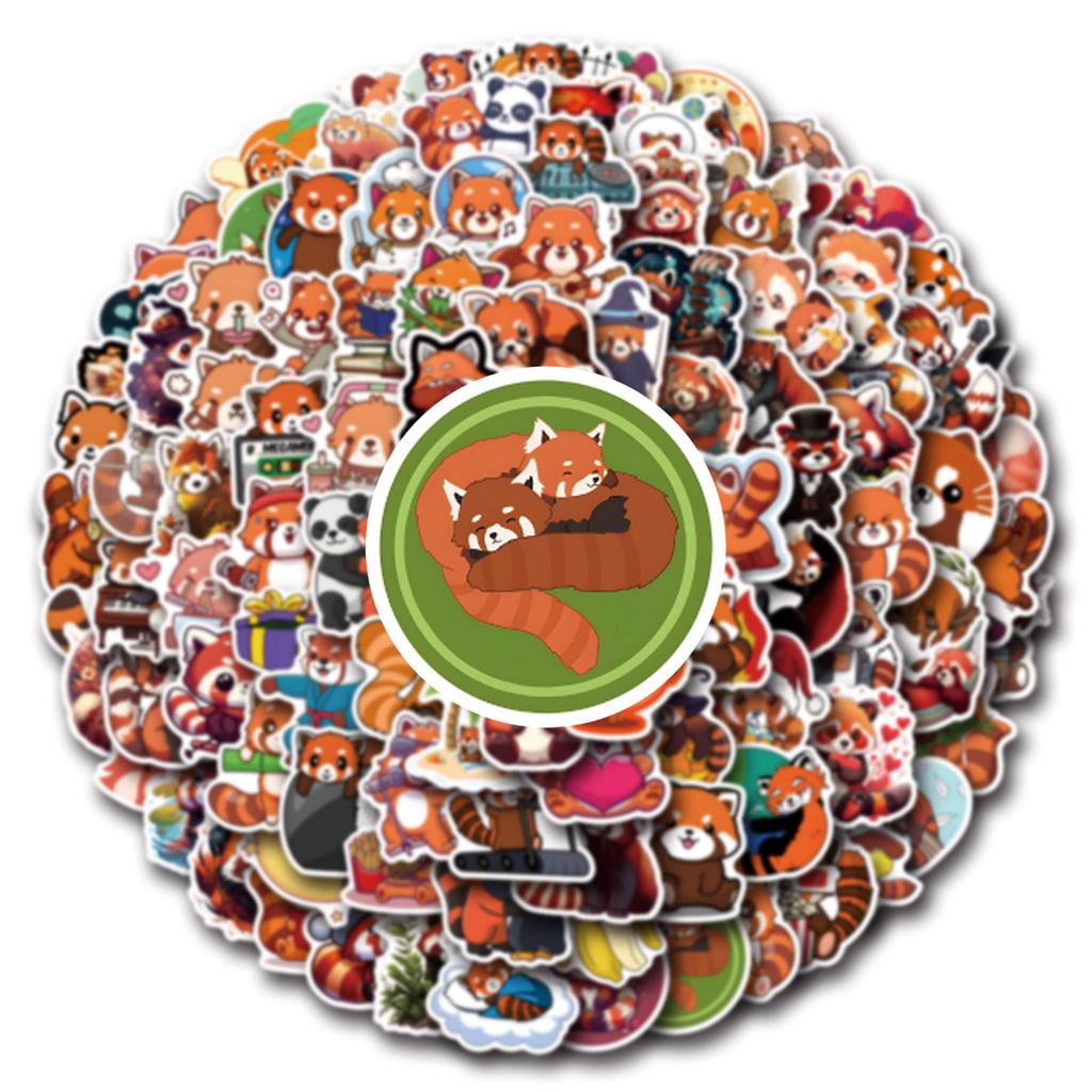 110 New Red Panda Graffiti Stickers Suitcase Mobile Phone Skateboard Cartoon Waterproof Stickers