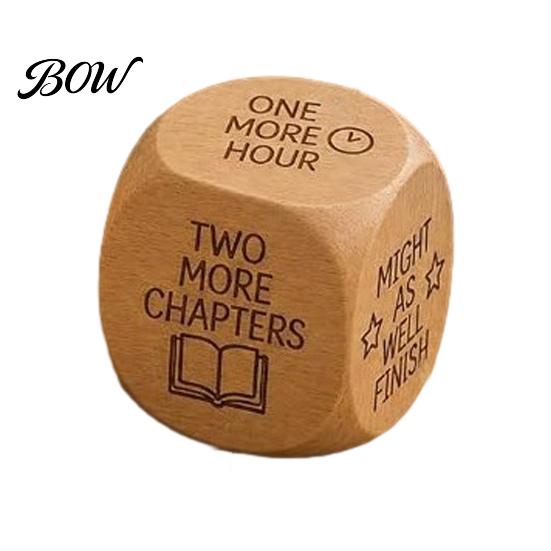 Reading Motivation Gadget Wooden Decision Dice, 6-Sided Wood Engraved Quotes Prompt, Natural Tool Charm, Fun Companion Book Lover Habit