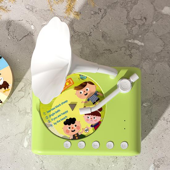 Kinder Grammophon Spielzeug mit 96 Karten Frühe Bildung Kinder Phonograph Geschichte Musik