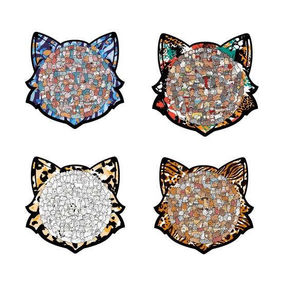 1 Set Puzzle ad Incastro a Forma di Gatto Carino Puzzle in Legno di Gatto Gioco di Puzzle per Adulti Bambini Giocattolo Educativo per Serate di Giochi in Famiglia Sollievo dallo Stress