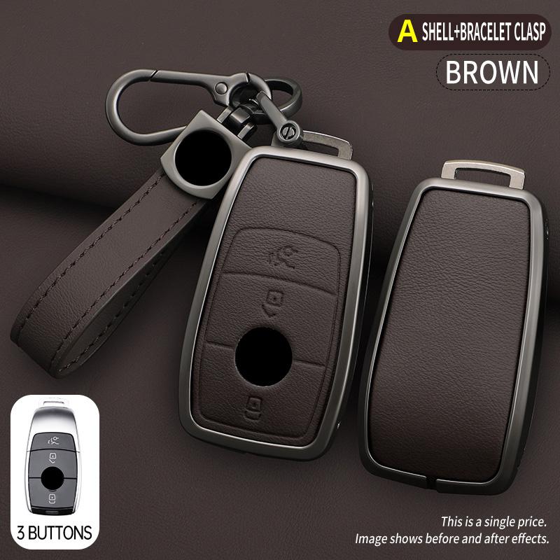 3 Button Zinc Alloy Leather Car Key Key Case for Mercedes-Benz AMG A C E S G Class GLC CLE CLA GLB GLS W177 W205 W213 Key Case BE1