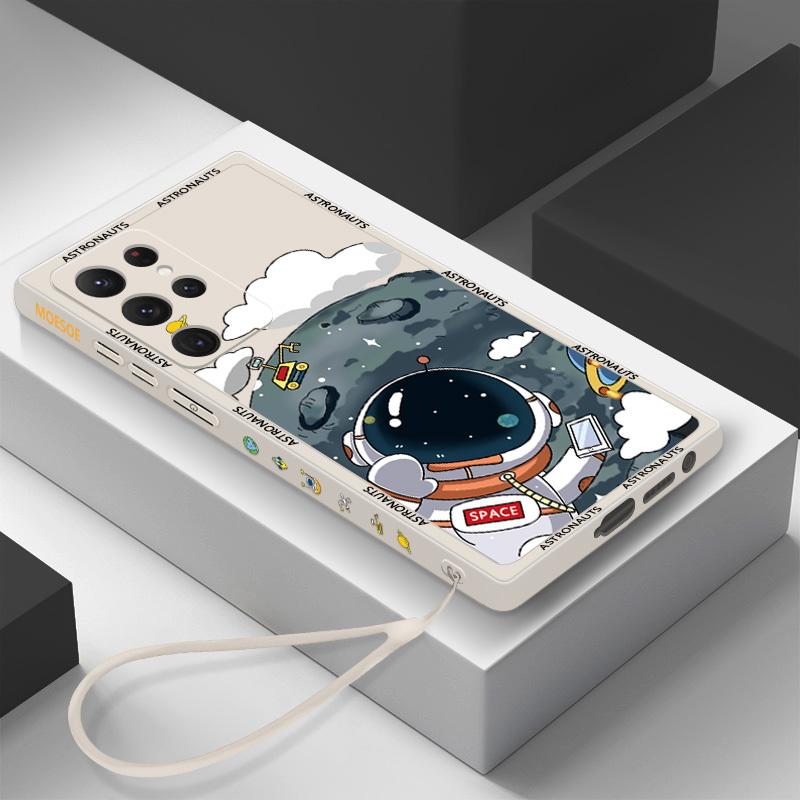 Astronaut Series Liquid Silicone Case For Samsung S24 S23 Ultra S21 Plus S21 FE A72 A32 4G 5G A54 S22 A14 Fall Protection Phone Cover