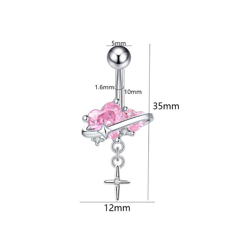 Premium Stainless Steel Navel Ring Hypoallergenic Sparkling Zircon Belly Button Piercing for Party