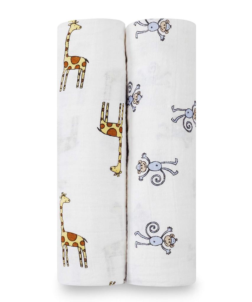 Aden Anais Swaddle Gauze Baby Genuine Product Aden Anais Swaddle Set of 2 Jungle Jam Muslin 120 X 120cm Aiden and Anai Swaddle Baby Newborn 4023 +