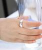 New Arrival 6mm High Quality Black and White Simple Style Two Line Crystal Ziron Ceramic Rings for Women