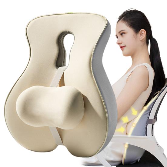 Back Support Cushion Memory Foam Lumbar Support Cushion Chair Back Support with Adjustable Slider for Office Chair Computer Desk Chair