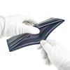 Inden Billfold No Coin Navy Blue with Black Small Ring [Inden-ya] Bi-fold Wallet, I, Pocket, Deerskin, Lacquer, Pattern, 2005-04-177