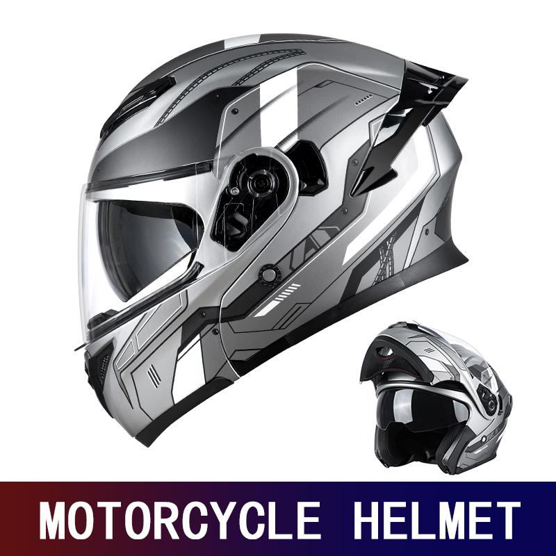 2025 Unisex Racing Motobiker Flip Up Helmets Modular Dual Lens Motorcycle Helmet Full Face Safe Helmet Men Adult Women