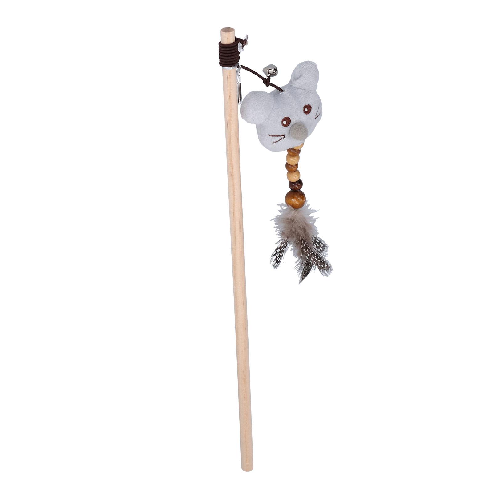 

Wooden Pole Funny Cat Stick Cute Cartoon Mouse Plush Vocalize Interactive Cat Fther Toys with s