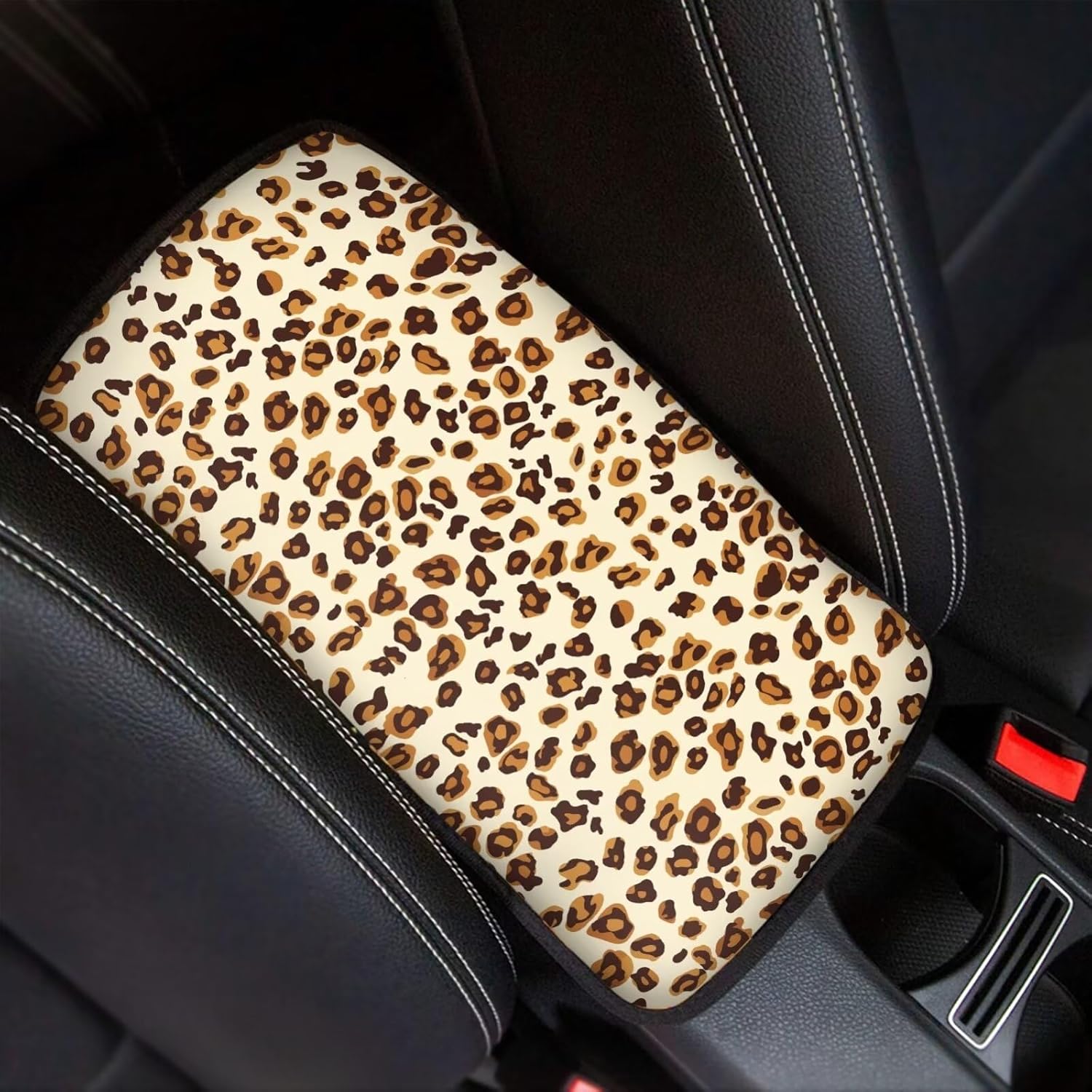 UNICEU Sunflower Highland Cow Car Center Console Armrest Cover Black Leopard Automotive Armrest Pad Soft Comfy Seat Box Cover for Most Vehicle SUV цветной печати леопарда