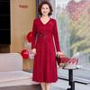 Elegant Red Wedding Banquet Mother-of-the-Bride Dress 2026